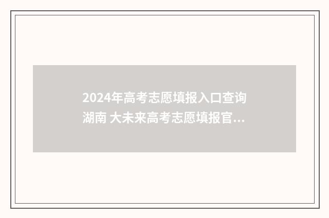 2024年高考志愿填报入口查询湖南 大未来高考志愿填报官网