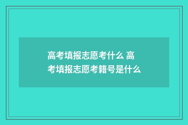 高考填报志愿考什么 高考填报志愿考籍号是什么