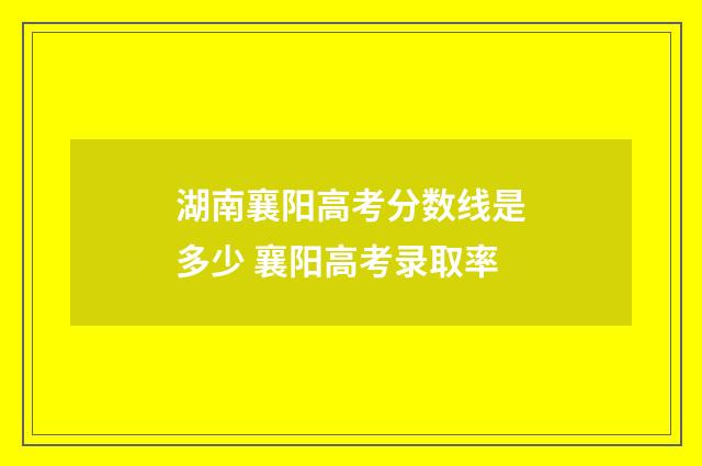 湖南襄阳高考分数线是多少 襄阳高考录取率