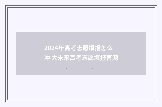 2024年高考志愿填报怎么冲 大未来高考志愿填报官网