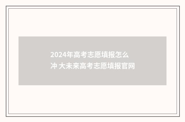 2024年高考志愿填报怎么冲 大未来高考志愿填报官网