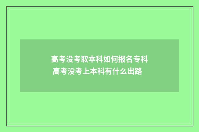 高考没考取本科如何报名专科 高考没考上本科有什么出路