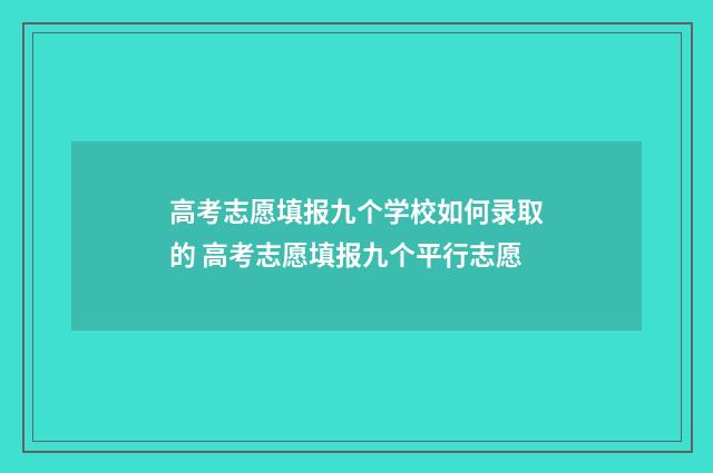 高考志愿填报九个学校如何录取的 高考志愿填报九个平行志愿
