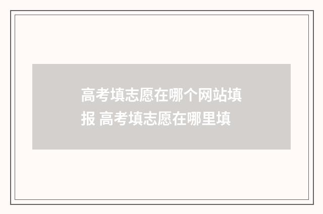 高考填志愿在哪个网站填报 高考填志愿在哪里填