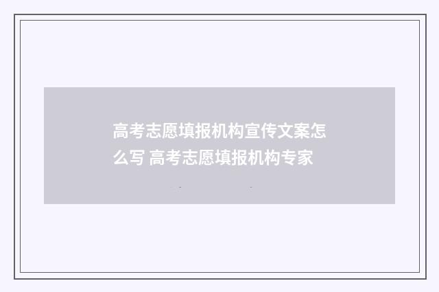 高考志愿填报机构宣传文案怎么写 高考志愿填报机构专家