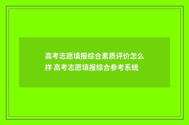 高考志愿填报综合素质评价怎么样 高考志愿填报综合参考系统