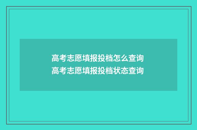 高考志愿填报投档怎么查询 高考志愿填报投档状态查询