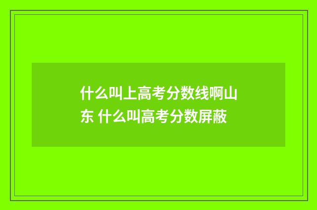 什么叫上高考分数线啊山东 什么叫高考分数屏蔽