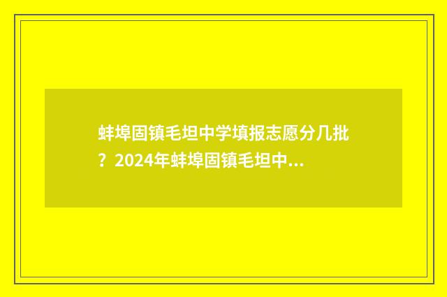 蚌埠固镇毛坦中学填报志愿分几批？2024年蚌埠固镇毛坦中学志愿填报批次时间表 蚌埠固镇毛坦中学招生标准是什么