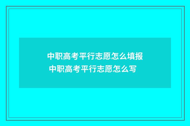 中职高考平行志愿怎么填报 中职高考平行志愿怎么写