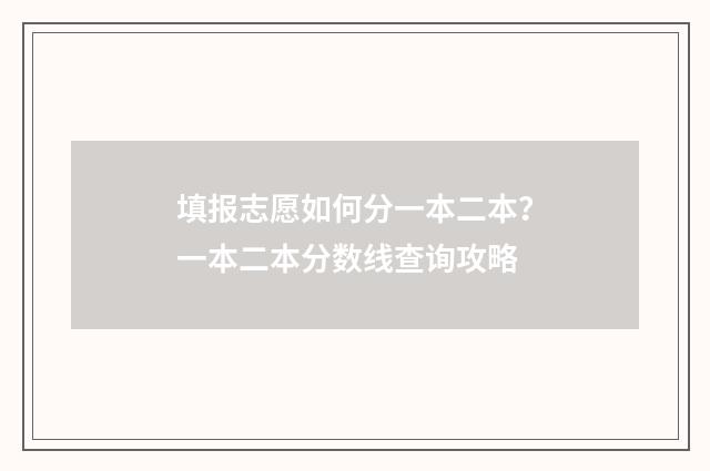 填报志愿如何分一本二本？一本二本分数线查询攻略