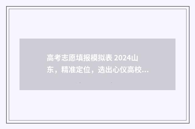高考志愿填报模拟表 2024山东，精准定位，选出心仪高校 高考志愿填报模拟