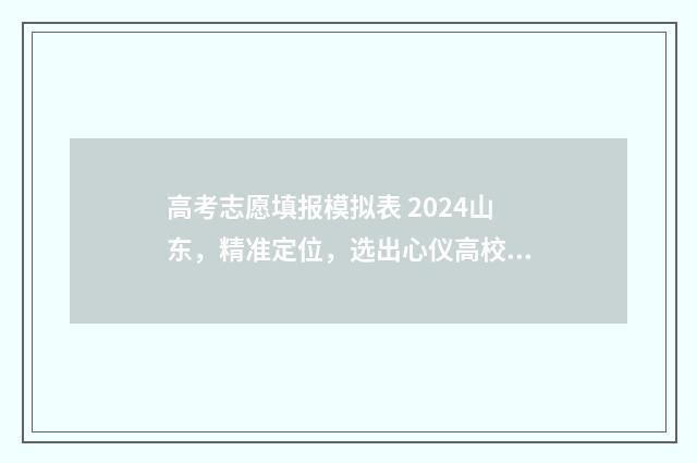 高考志愿填报模拟表 2024山东，精准定位，选出心仪高校 高考志愿填报模拟