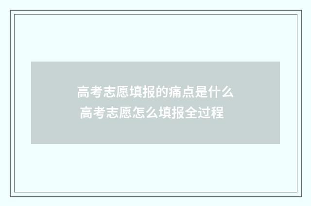 高考志愿填报的痛点是什么 高考志愿怎么填报全过程