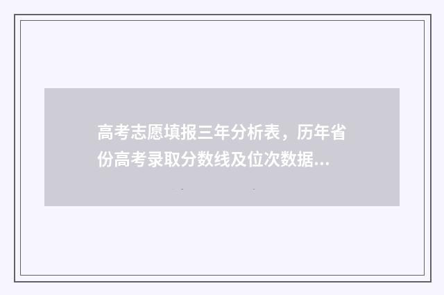 高考志愿填报三年分析表,历年省份高考录取分数线及位次数据 高考志愿填报三字诀