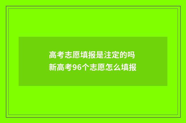 高考志愿填报是注定的吗 新高考96个志愿怎么填报