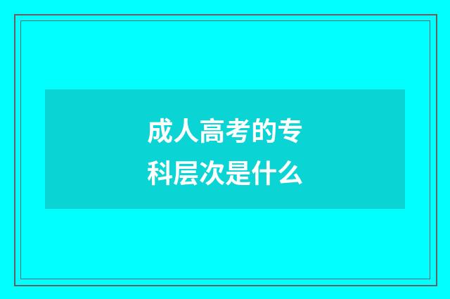 成人高考的专科层次是什么