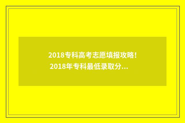 2018专科高考志愿填报攻略! 2018年专科最低录取分数线