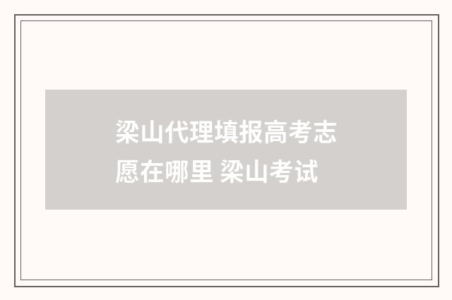 梁山代理填报高考志愿在哪里 梁山考试