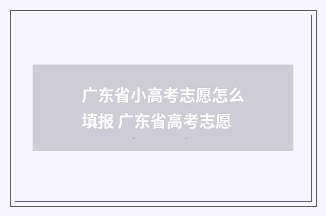 广东省小高考志愿怎么填报 广东省高考志愿