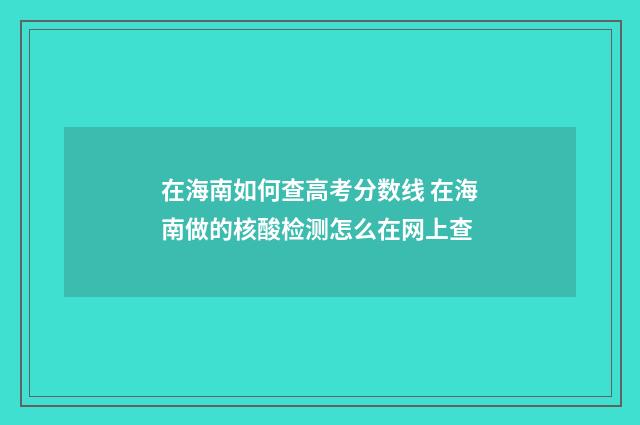 在海南如何查高考分数线 在海南做的核酸检测怎么在网上查