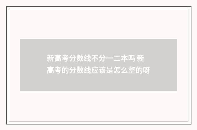 新高考分数线不分一二本吗 新高考的分数线应该是怎么整的呀