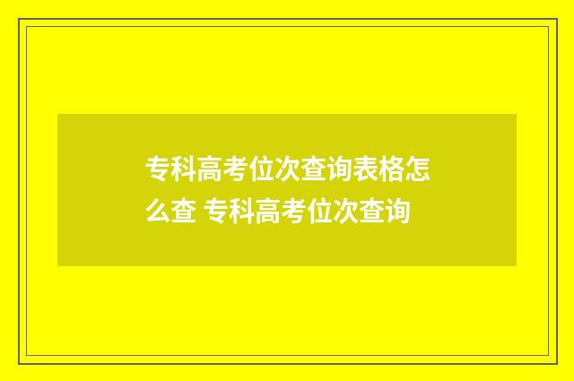 专科高考位次查询表格怎么查 专科高考位次查询