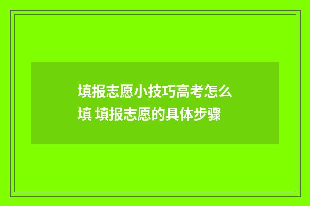 填报志愿小技巧高考怎么填 填报志愿的具体步骤