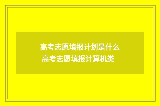 高考志愿填报计划是什么 高考志愿填报计算机类