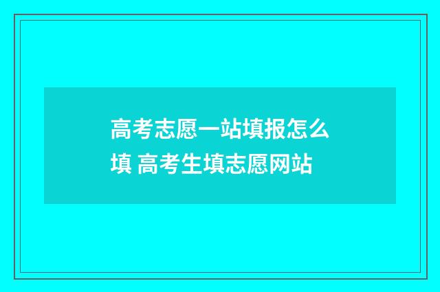 高考志愿一站填报怎么填 高考生填志愿网站