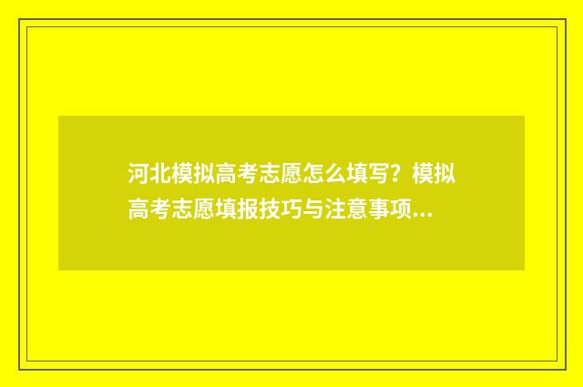 河北模拟高考志愿怎么填写？模拟高考志愿填报技巧与注意事项 河北模拟高考志愿填报网址