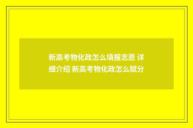 新高考物化政怎么填报志愿 详细介绍 新高考物化政怎么赋分
