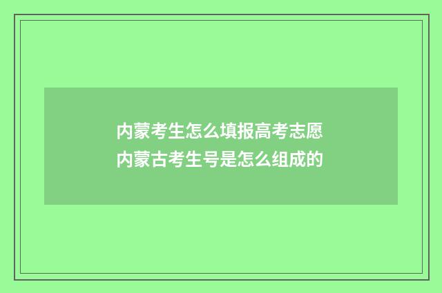 内蒙考生怎么填报高考志愿 内蒙古考生号是怎么组成的