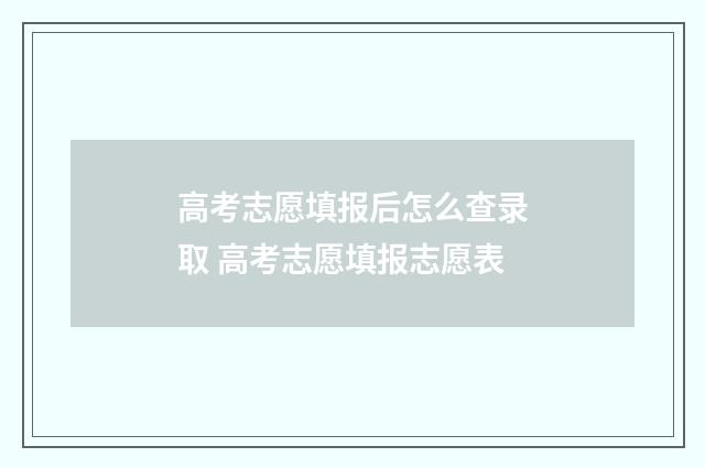 高考志愿填报后怎么查录取 高考志愿填报志愿表