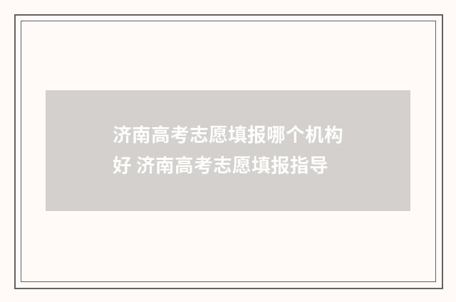 济南高考志愿填报哪个机构好 济南高考志愿填报指导