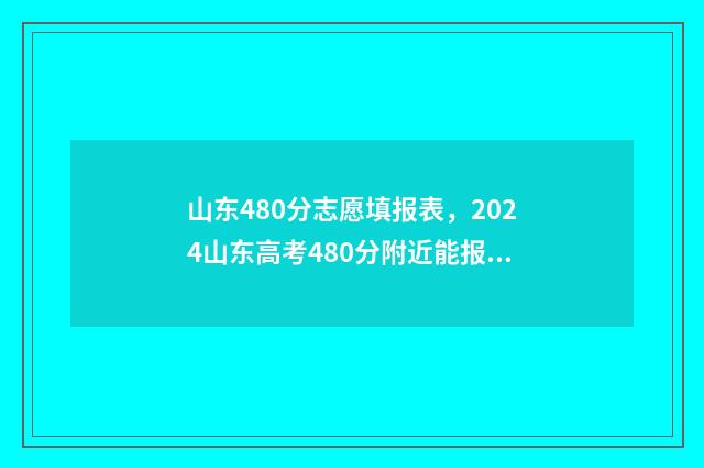 山东480分志愿填报表，2024山东高考480分附近能报的大学及专业 山东省480分