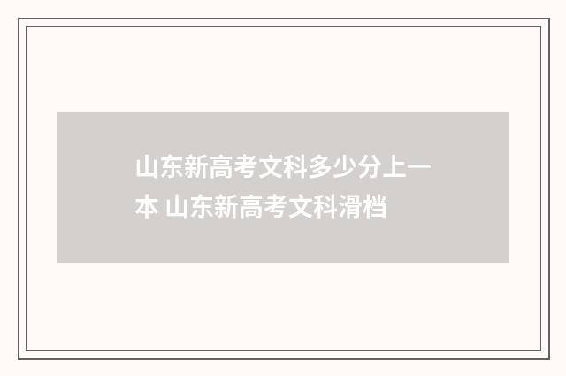 山东新高考文科多少分上一本 山东新高考文科滑档