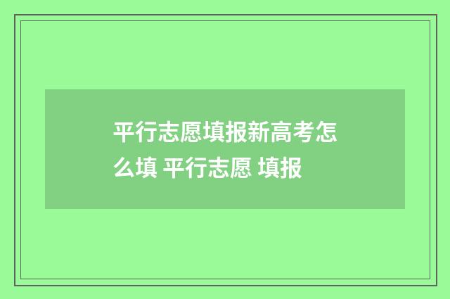 平行志愿填报新高考怎么填 平行志愿 填报