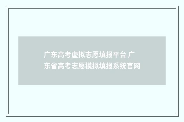 广东高考虚拟志愿填报平台 广东省高考志愿模拟填报系统官网