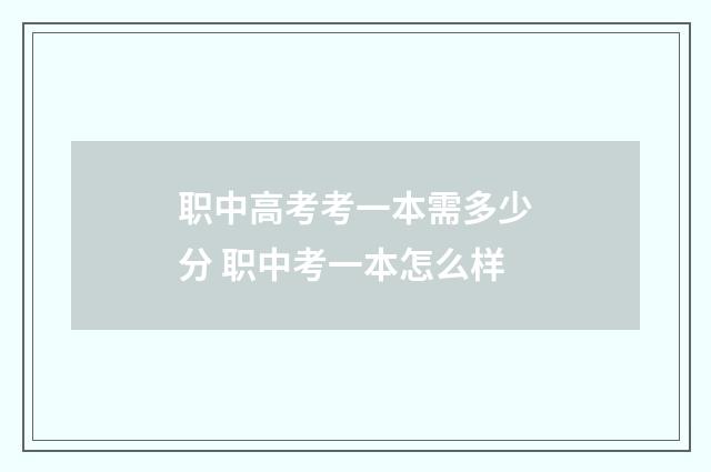 职中高考考一本需多少分 职中考一本怎么样