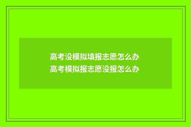 高考没模拟填报志愿怎么办 高考模拟报志愿没报怎么办