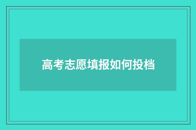 高考志愿填报如何投档
