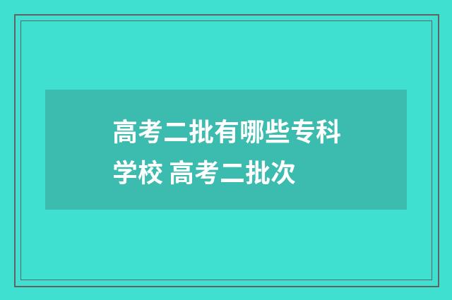 高考二批有哪些专科学校 高考二批次