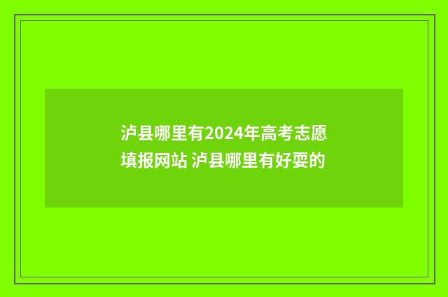 泸县哪里有2024年高考志愿填报网站 泸县哪里有好耍的