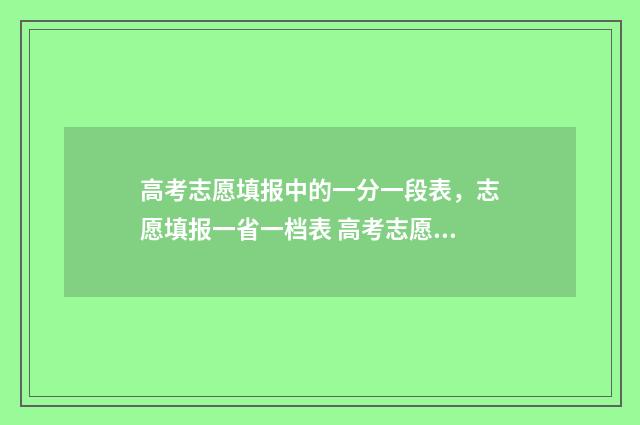 高考志愿填报中的一分一段表，志愿填报一省一档表 高考志愿填报中外合作是否单独填报