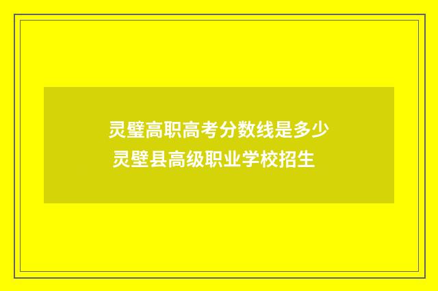 灵璧高职高考分数线是多少 灵壁县高级职业学校招生