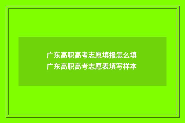 广东高职高考志愿填报怎么填 广东高职高考志愿表填写样本