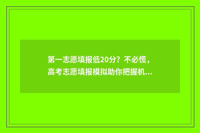 第一志愿填报低20分?不必慌,高考志愿填报模拟助你把握机会! 第一志愿填报技巧