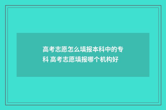 高考志愿怎么填报本科中的专科 高考志愿填报哪个机构好