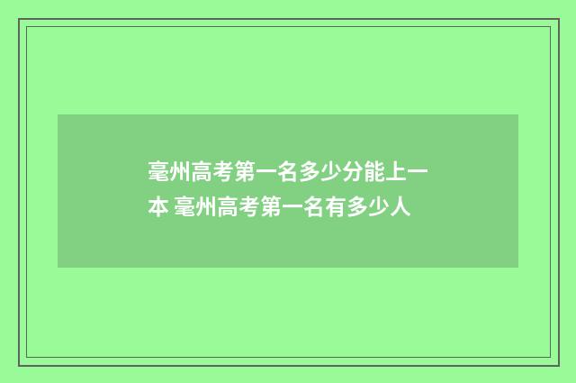 毫州高考第一名多少分能上一本 毫州高考第一名有多少人